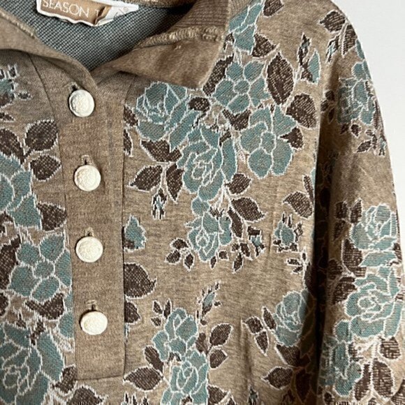 Vintage floral collared pullover - Picture 2 of 5